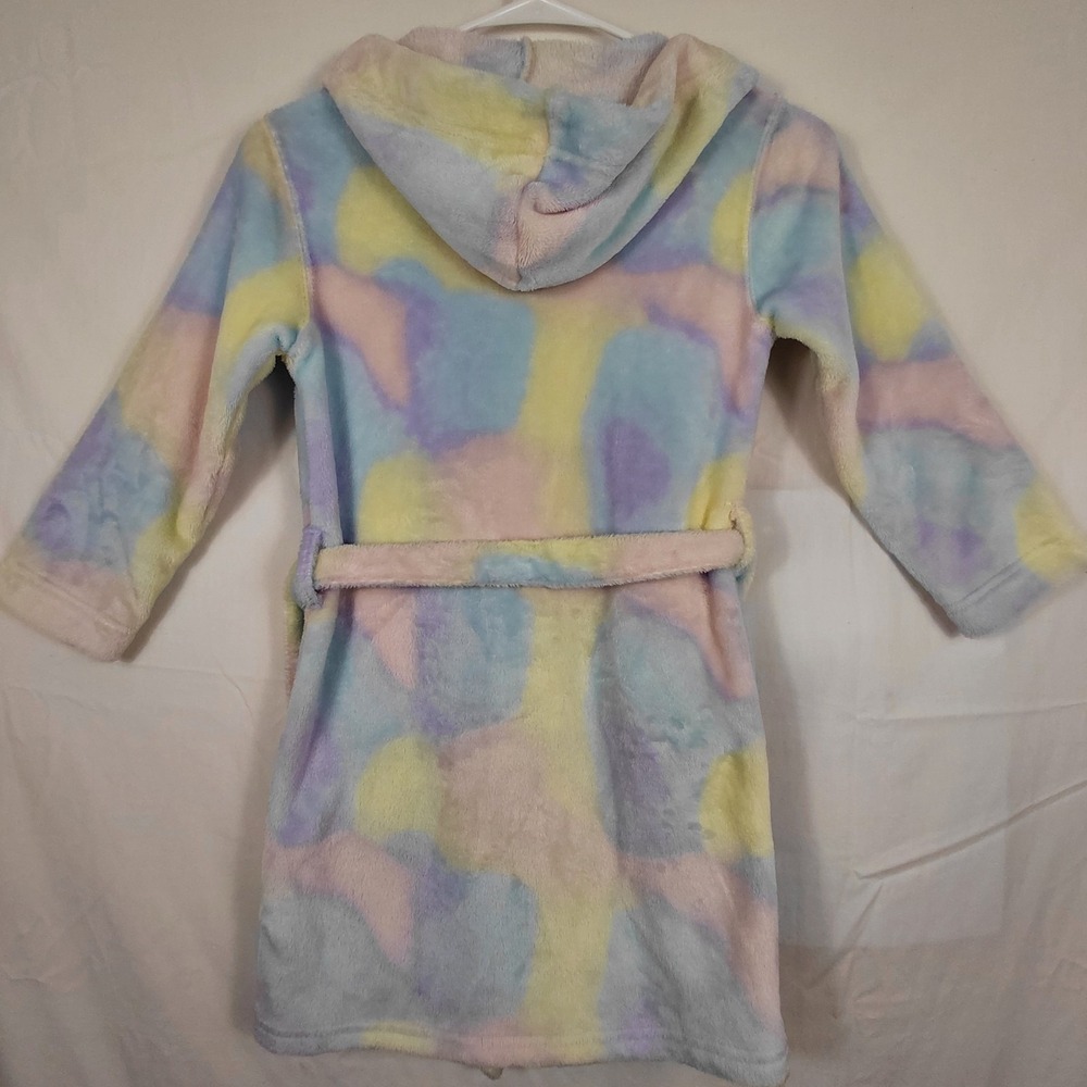 Lands' End Kids Fleece Hooded Size 6/ XS Bathrobe Tie Waist Soft Fuzzy Robe - Picture 3 of 9